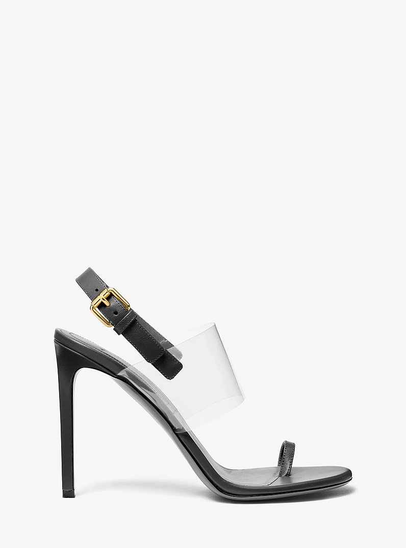 Catherine Leather and Vinyl Sandal in BLACK | Michael Kors