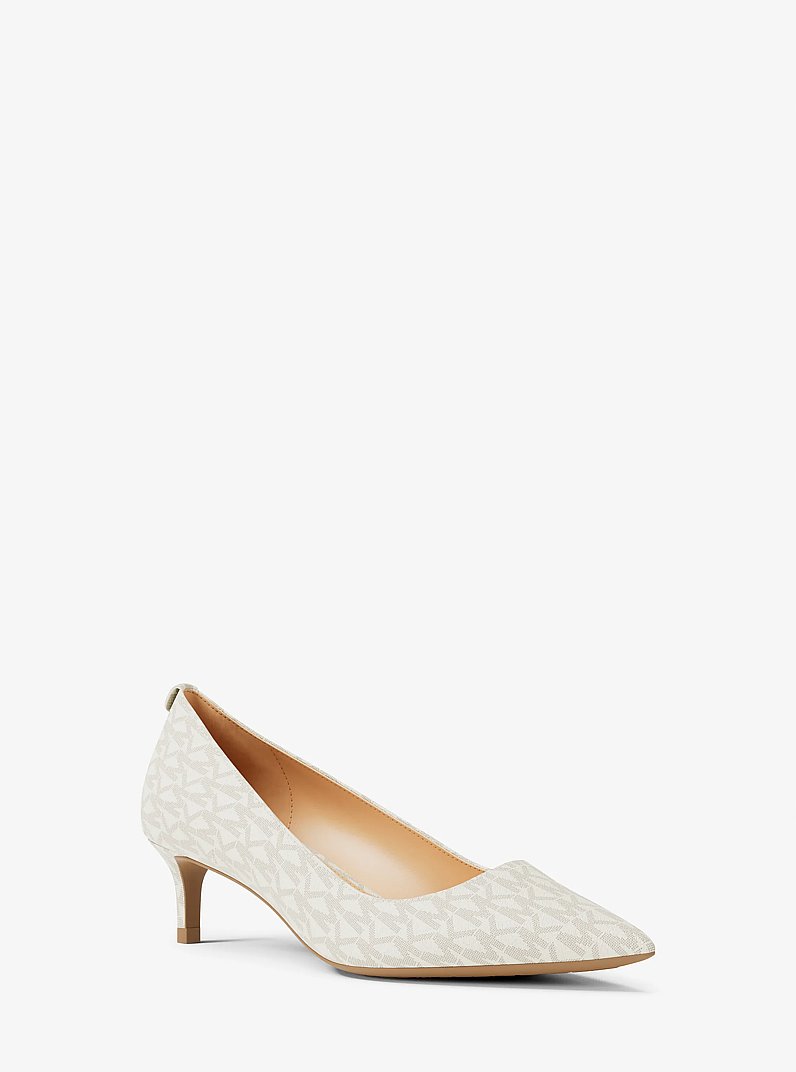 Alina Flex Signature Logo Kitten Heel Pump in VANILLA | Michael Kors