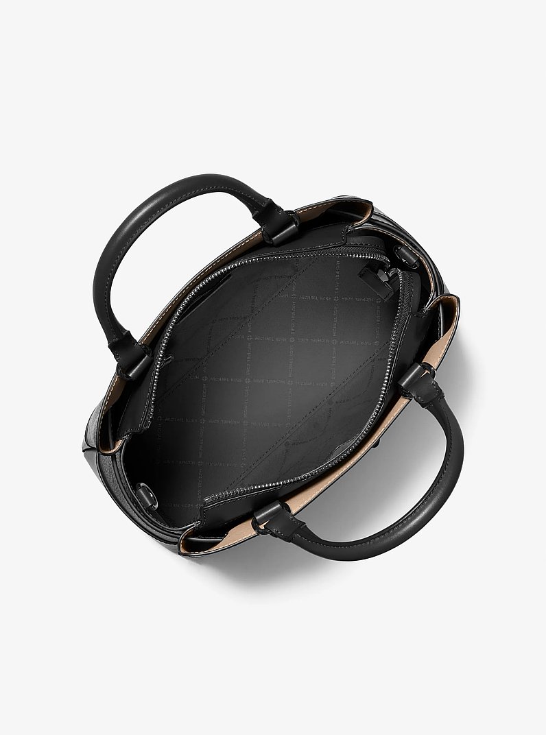 Reed Large Pebbled Leather Satchel in BLACK | Michael Kors