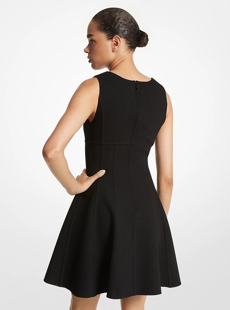 Minivestido con vuelo de tejido rizado el&aacute;stico de doble cara in NEGRO | Michael Kors