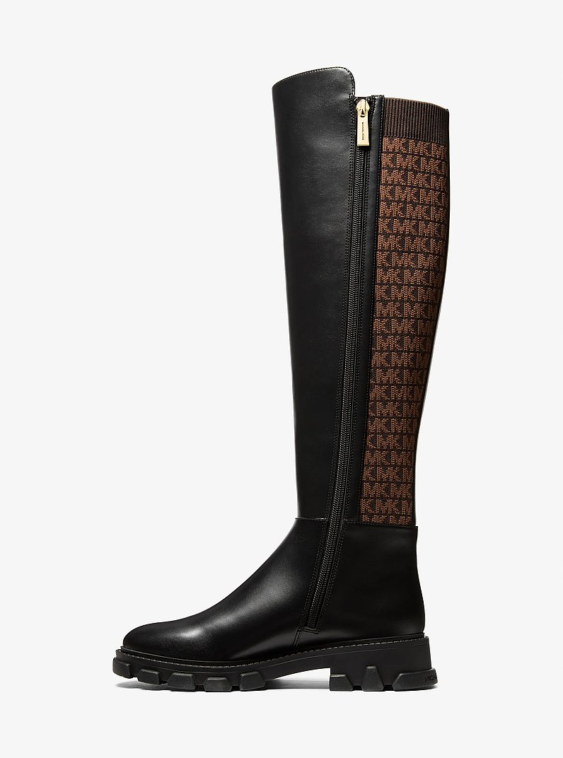Ridley Logo Stretch Knit Boot in BLK/BROWN | Michael Kors