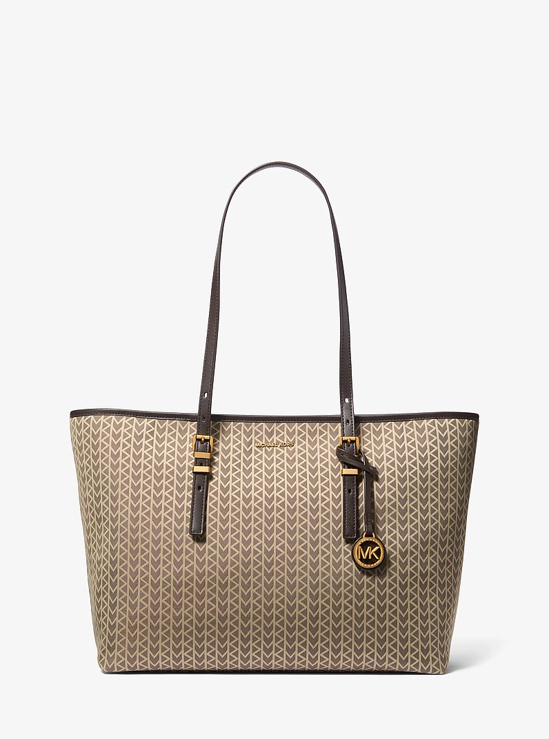 Quinn Large MK2000 Logo Jacquard Tote Bag in NATURAL | Michael Kors