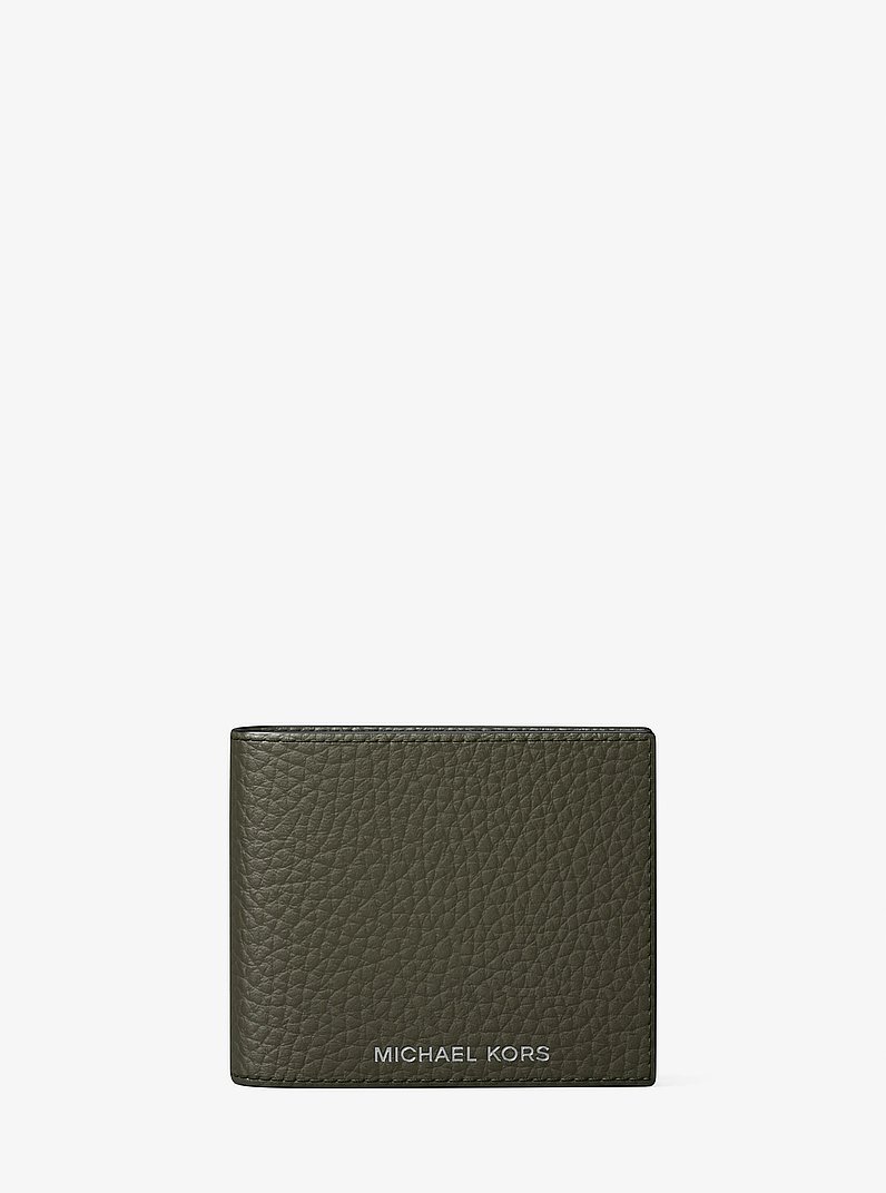 Hudson Pebbled Leather Billfold Wallet in IVY | Michael Kors