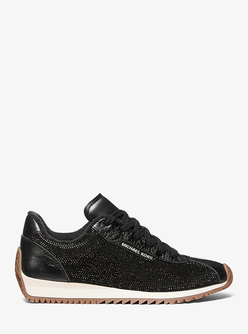 Rhodes Embellished Leather Trainer in BLACK | Michael Kors