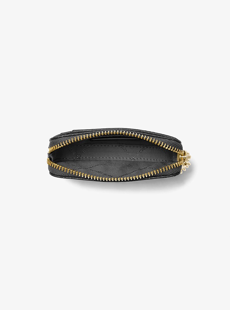 Medium Saffiano Leather Chain Card Case in BLACK | Michael Kors