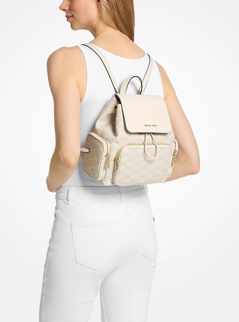 Petit sac &agrave; dos cargo Merritt en jacquard &agrave; logo in CR&Egrave;ME L&Eacute;GER | Michael Kors