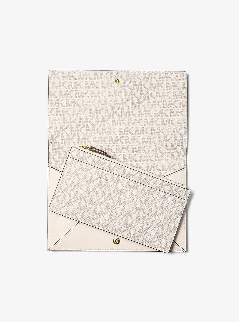 Jet Set Travel Small Smooth and Signature Logo 2-in-1 Clutch in LT CREAM | Michael Kors