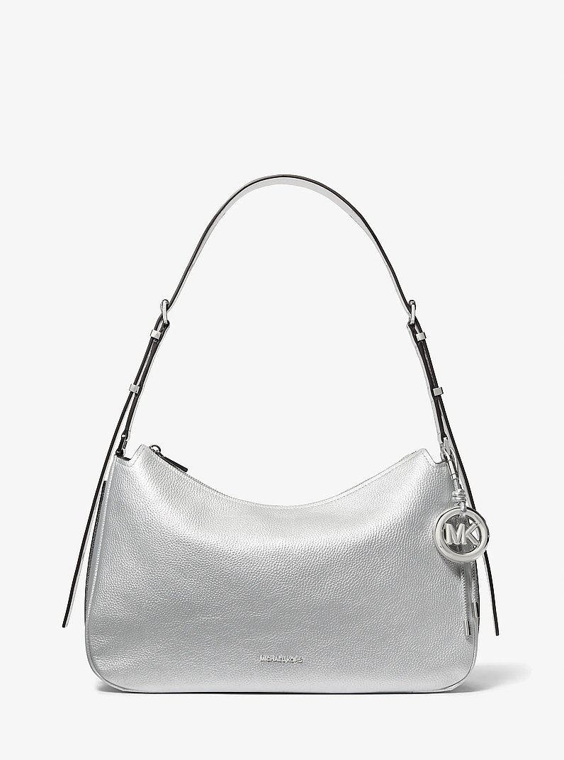 Wandelbare Schultertasche Nolita Medium aus gekrispeltem Leder in Metallic-Optik in SILBERTON | Michael Kors