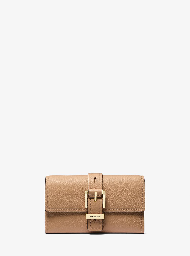 Nolita Medium Pebbled Leather Tri-Fold Wallet in CAMEL | Michael Kors