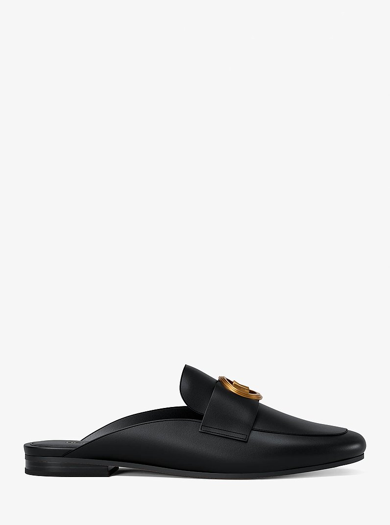 Mckenzie Leather Mule in BLACK | Michael Kors