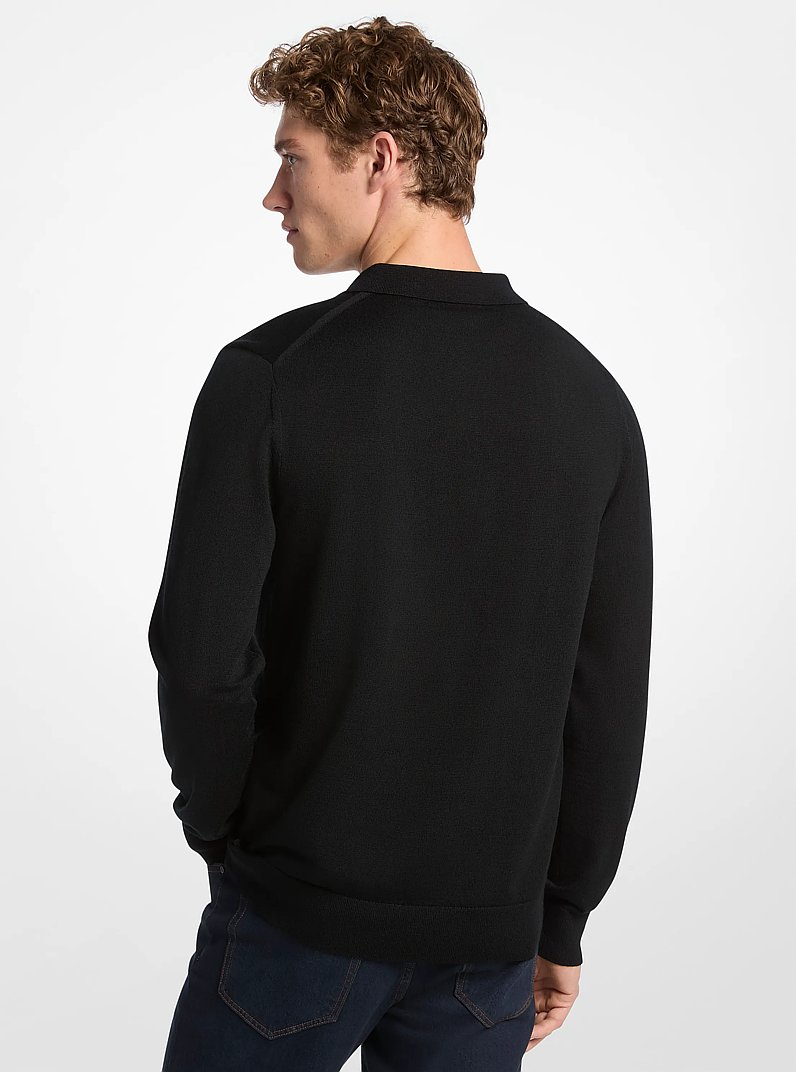 Wool Polo Sweater in BLACK | Michael Kors