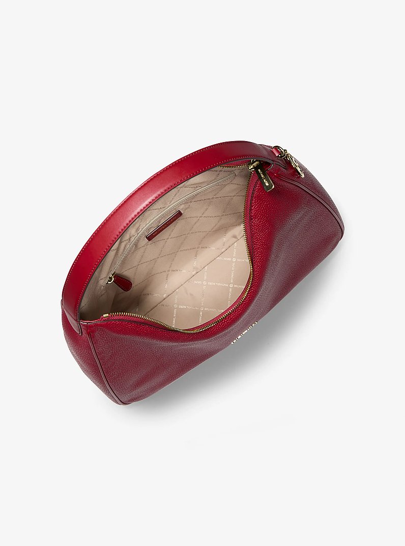 Nayla Medium Pebbled Leather Shoulder Bag in CHERRY | Michael Kors