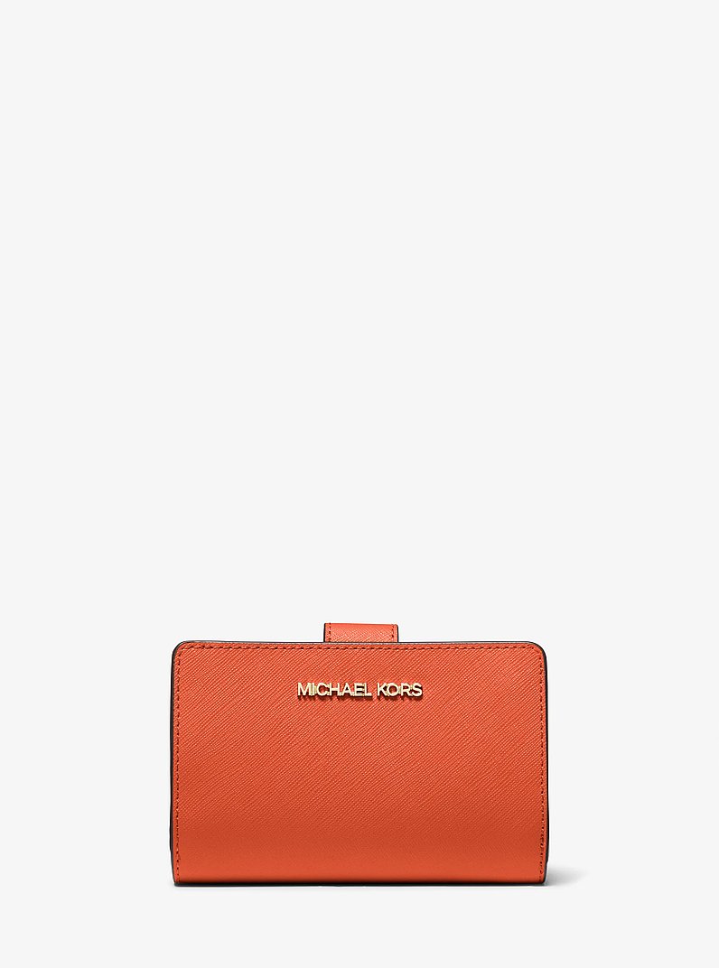 Medium Crossgrain Leather Wallet in RED CLAY | Michael Kors