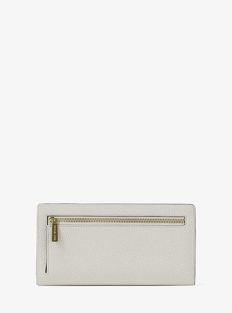 Carson Large Pebbled Leather Wallet in CREMA CLARO | Michael Kors