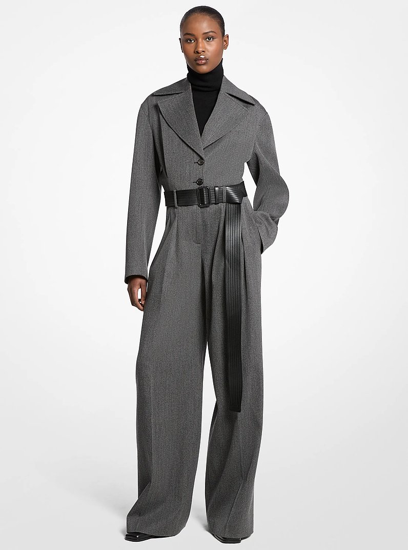 Mono de lana de sarga encubierta in NEGRO/PERLA | Michael Kors