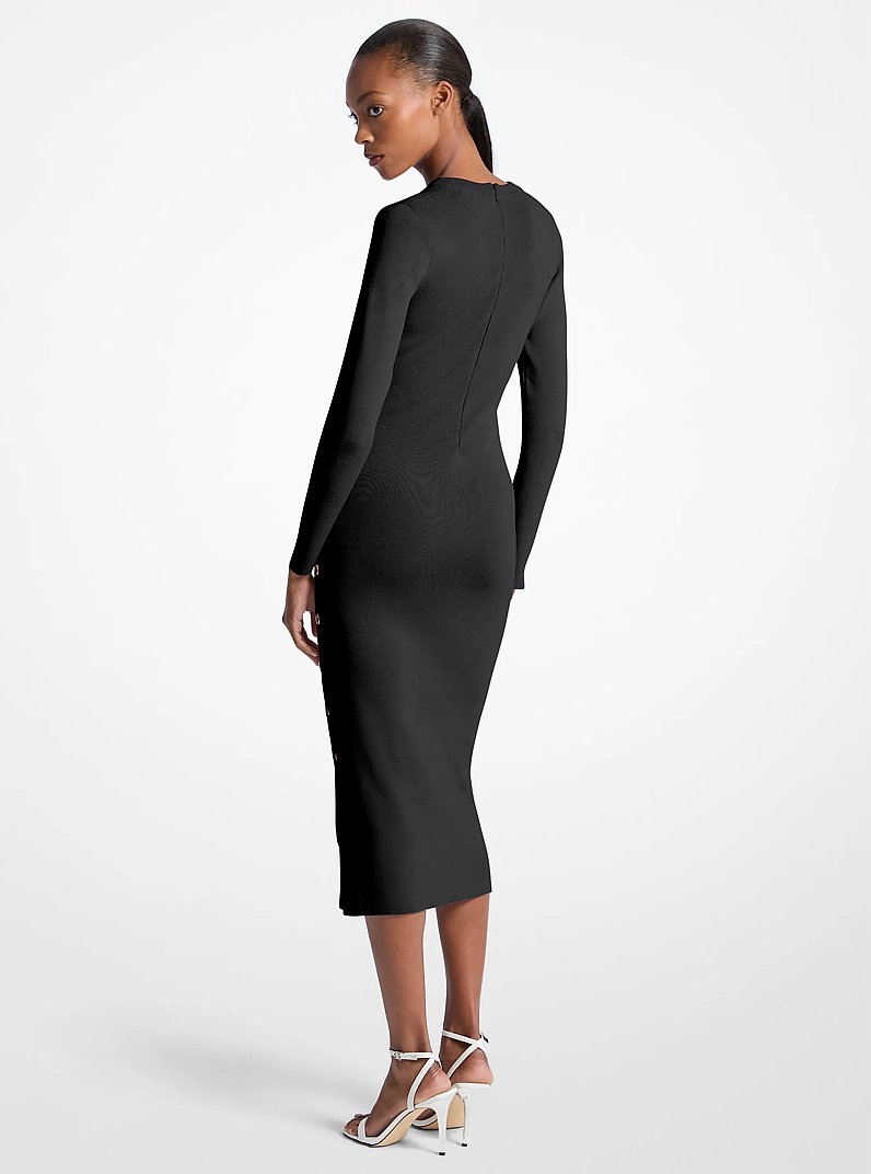 Viscose Blend Snap Dress in BLACK - Sale | Michael Kors [US]