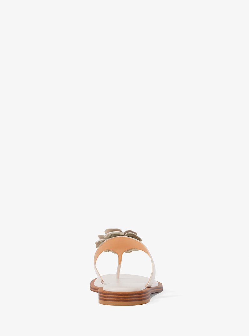 Callie Embellished Signature Logo Trim Thong Sandal in LT CREAM | Michael Kors