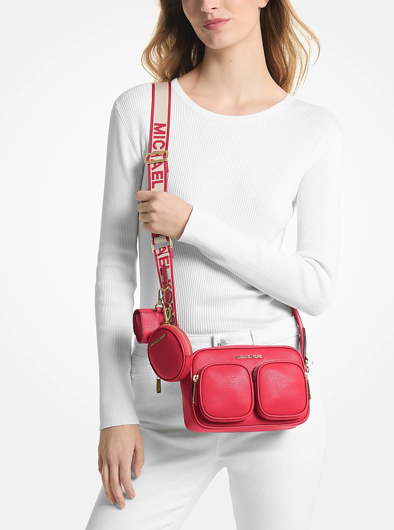 Jet Set Medium Leather Crossbody Bag with Case for Apple Airpods Pro&reg; in BRIGHT RED | Michael Kors