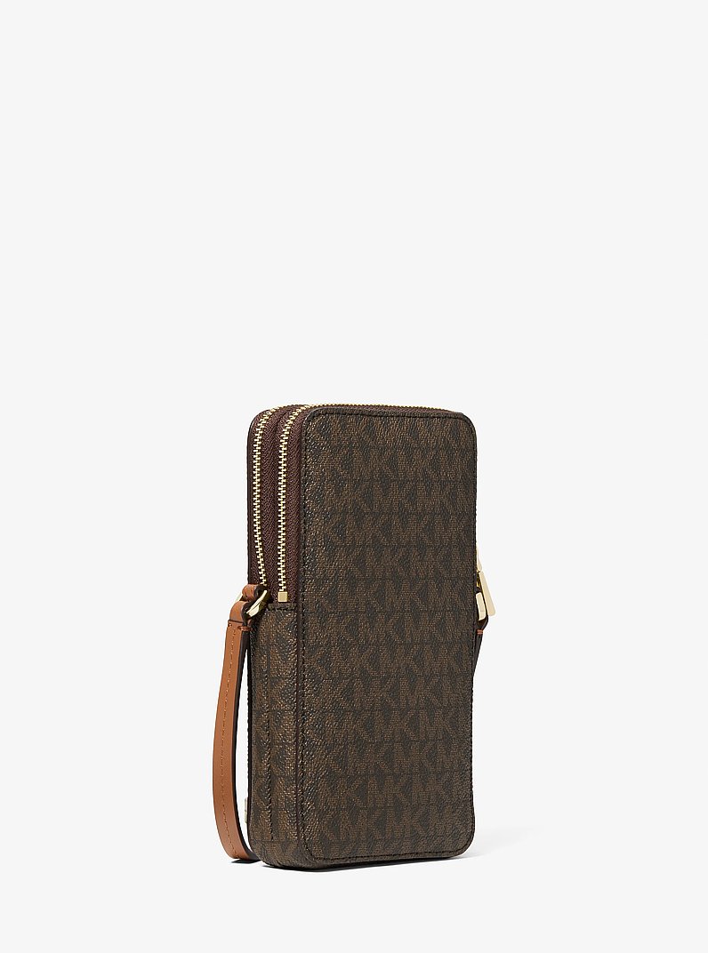 Jet Set Small Signature Logo Smartphone Crossbody Bag in BRN/ACORN | Michael Kors