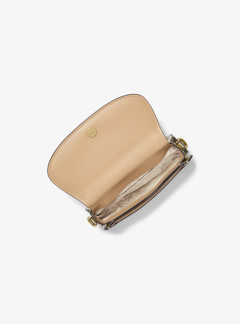 Mila Small Metallic Leather Shoulder Bag in PALE GOLD - Sale
