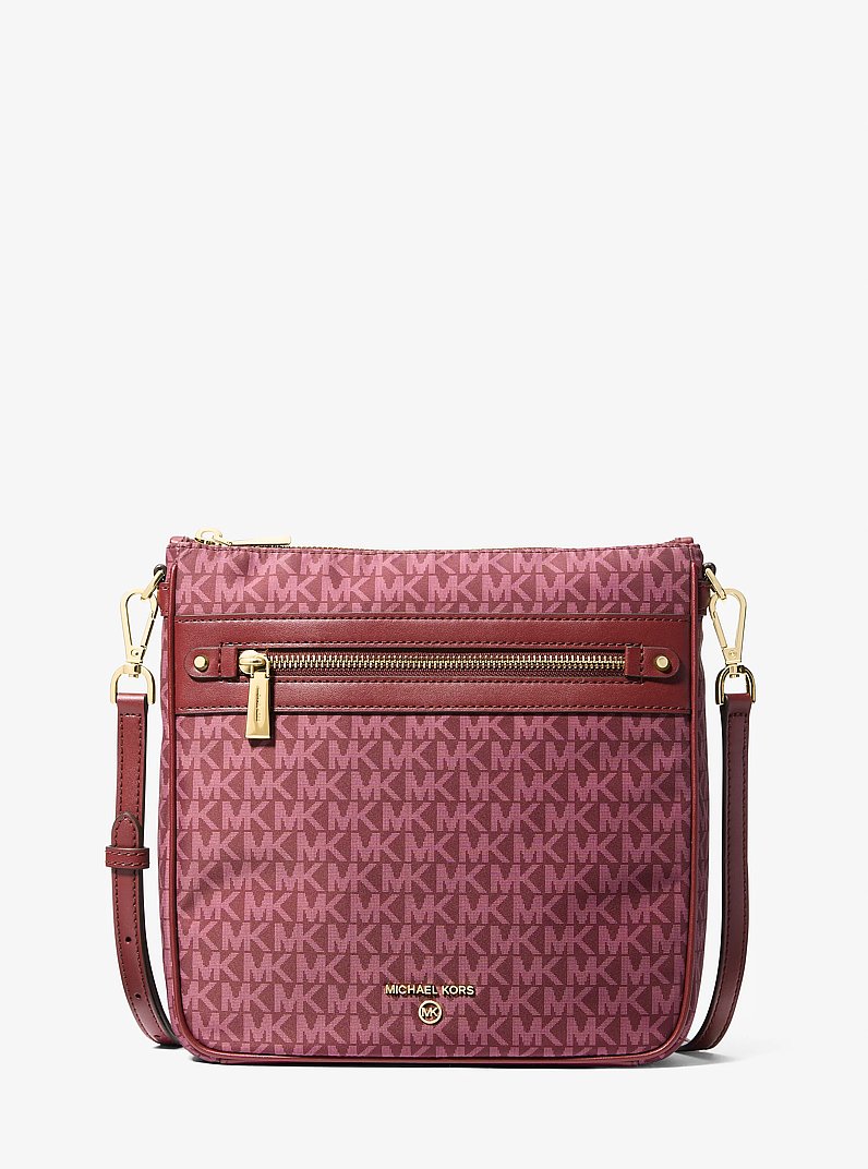 Jet Set Large Signature Logo Printed Crossbody Bag in MULBERRY | Michael Kors