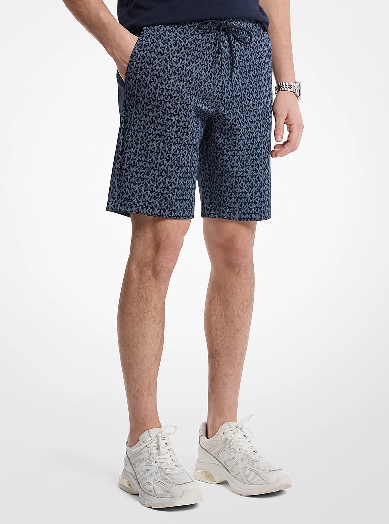 Signature Logo Cotton Blend Shorts in MIDNIGHT | Michael Kors