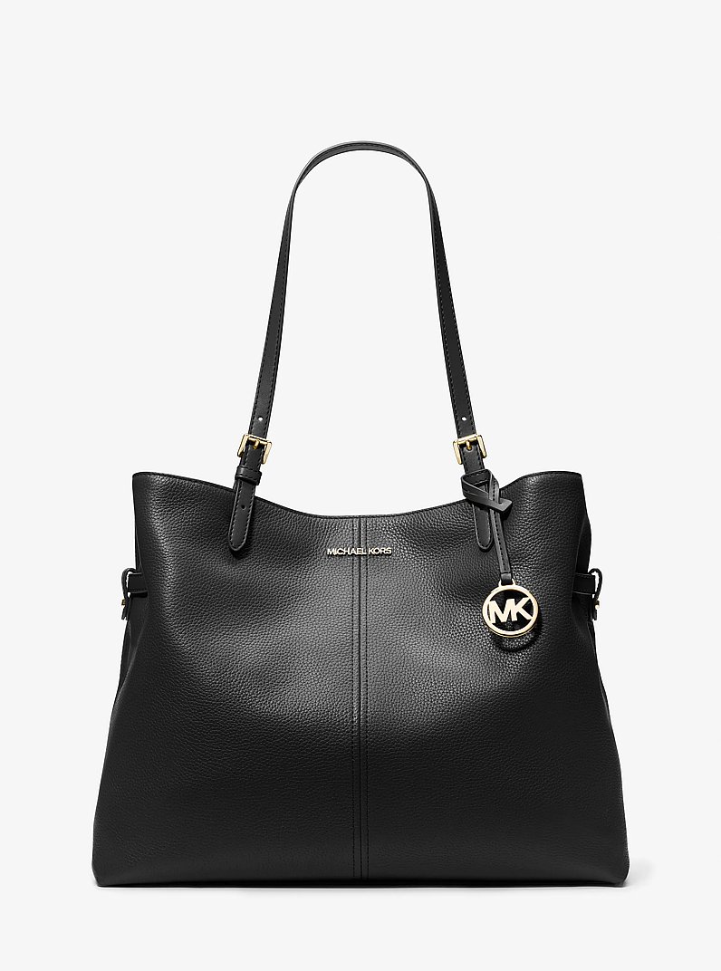Lenox Large Leather Tote Bag in BLACK | Michael Kors