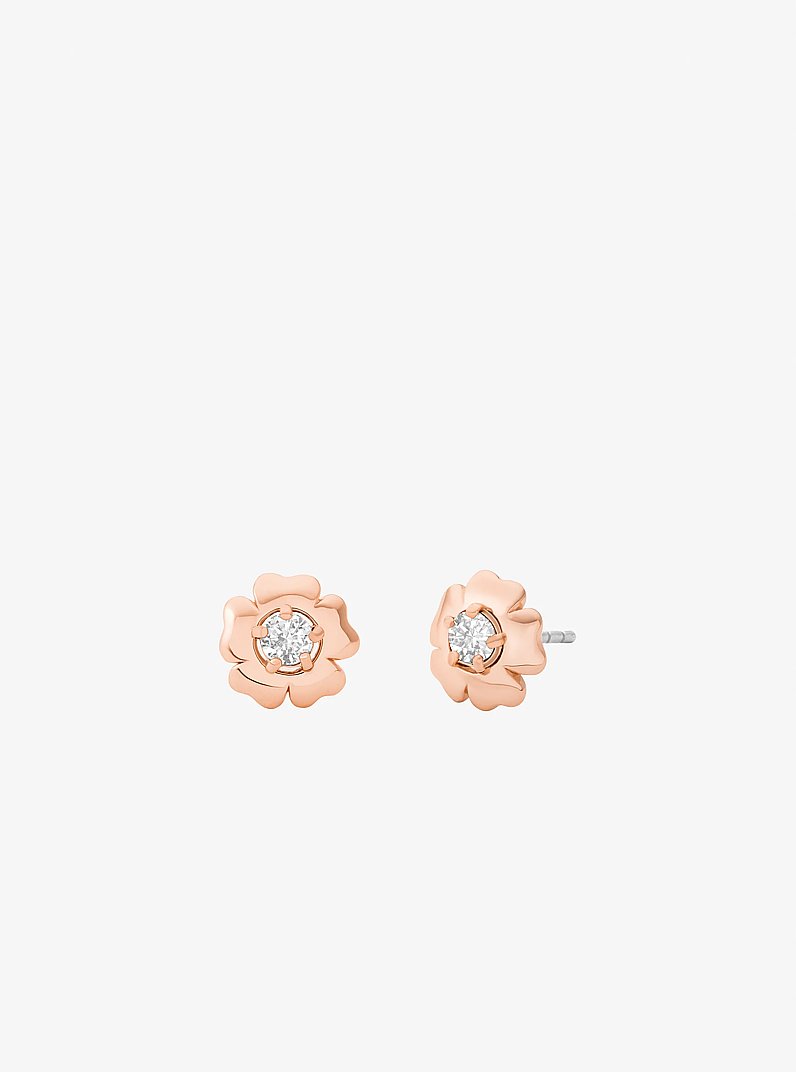 Pav&eacute; Flower Charm Bracelet and Stud Earrings Jewelry Set in ROSE GOLD | Michael Kors