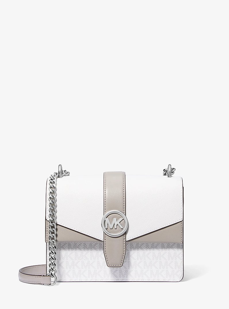 Greenwich Small Color-Block Signature Logo Crossbody Bag in OPTIC WHITE | Michael Kors