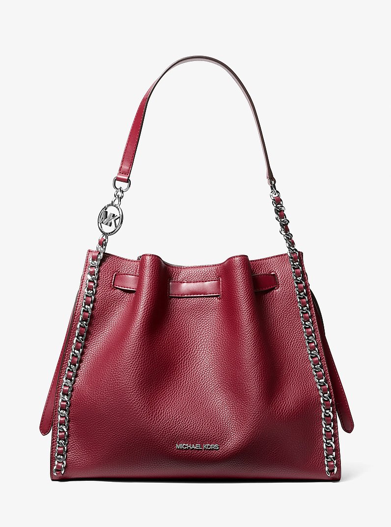 Mina Large Chain Shoulder Bag in MAROON | Michael Kors