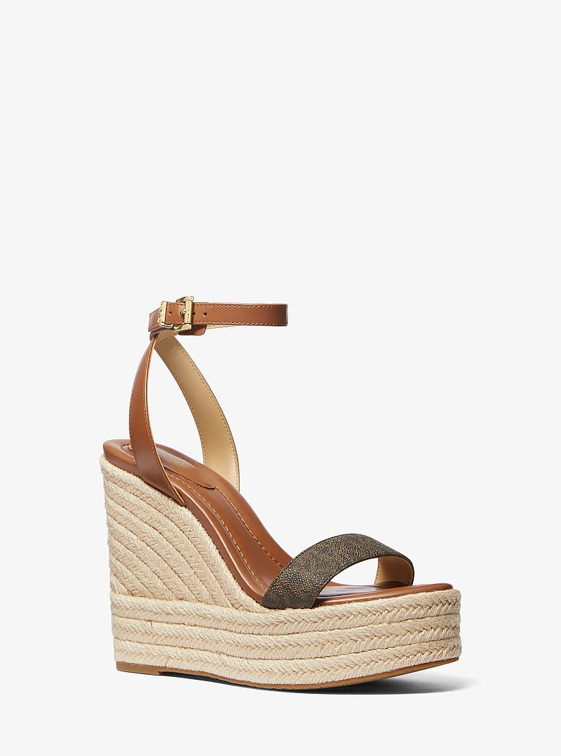 Leighton Logo and Leather Wedge Sandal
