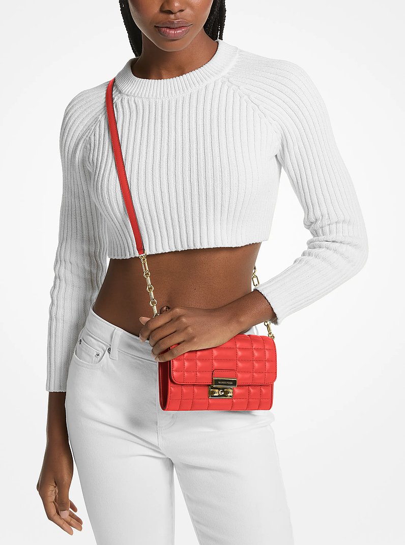 Tribeca Leather Convertible Crossbody Bag in BURNT SIENNA | Michael Kors