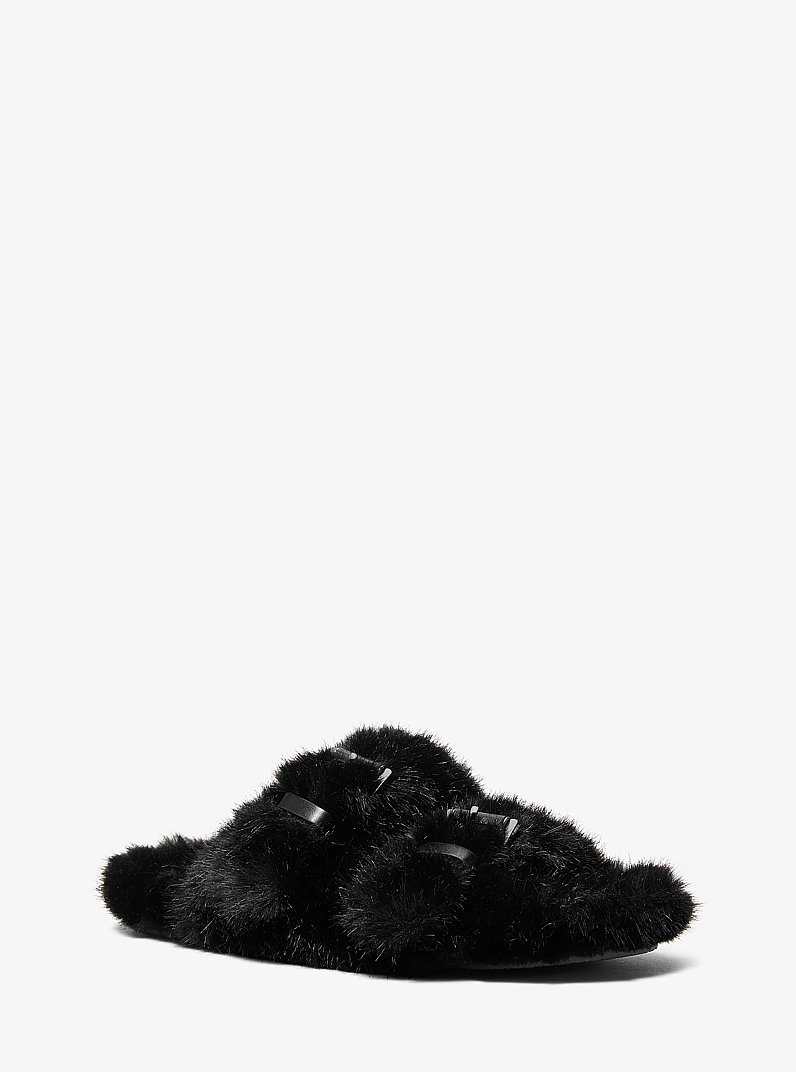 Byers Faux Fur Slide Sandal in BLACK | Michael Kors