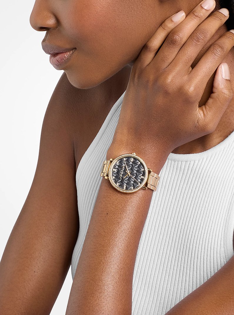 Orologio Pyper tonalit&agrave; oro con pav&eacute; in ORO | Michael Kors