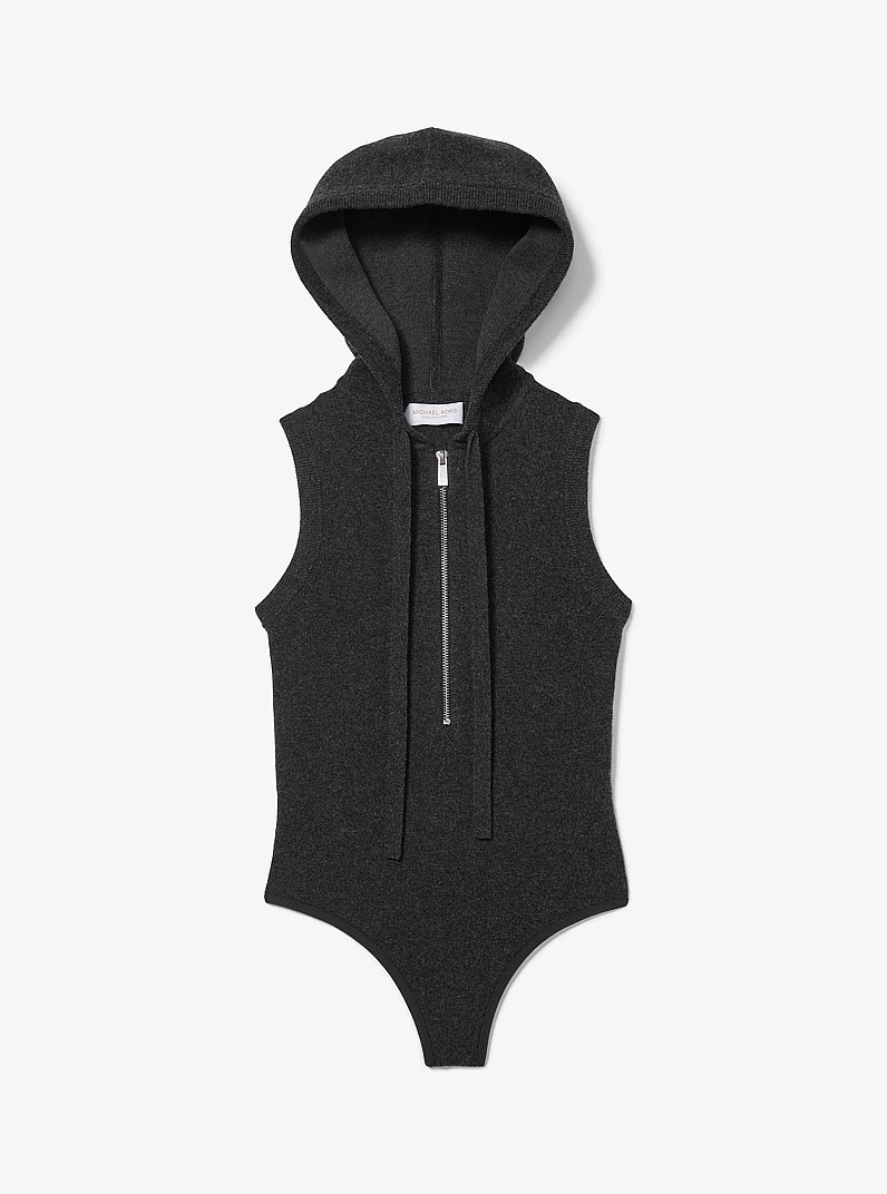 Cashmere Sleeveless Hooded Bodysuit in CHARCOAL | Michael Kors