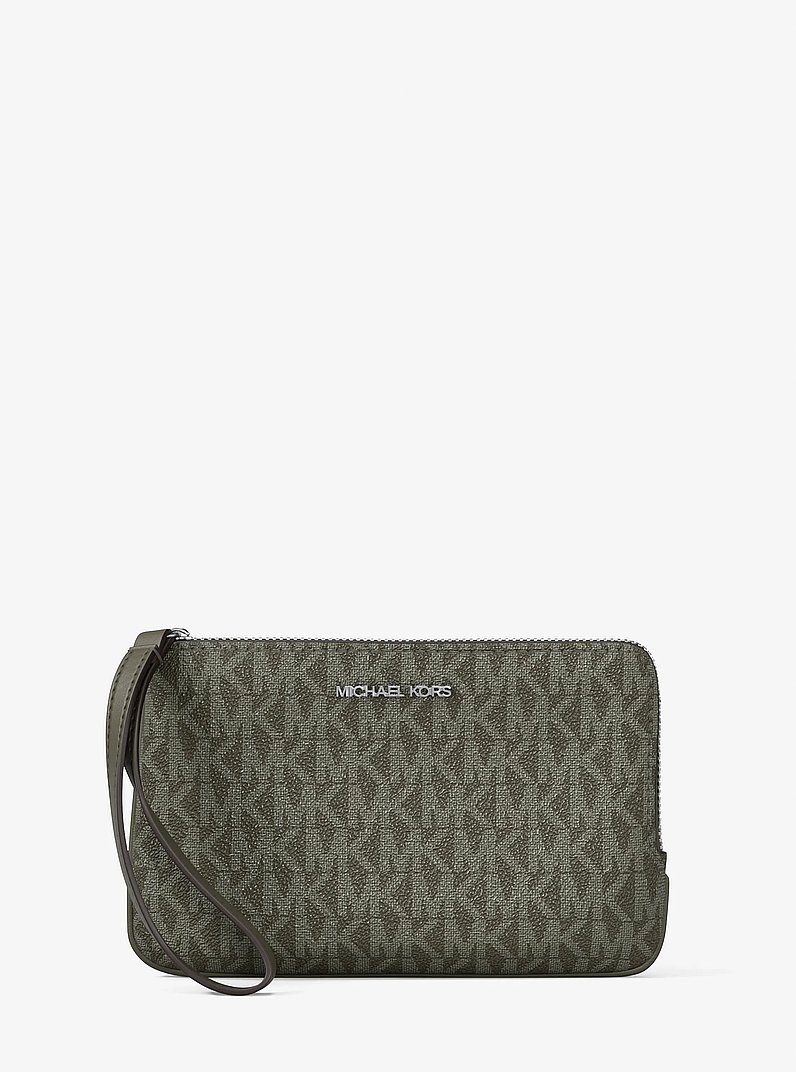 Jet Set Travel Small Signature Logo Wristlet in OLIVE | Michael Kors