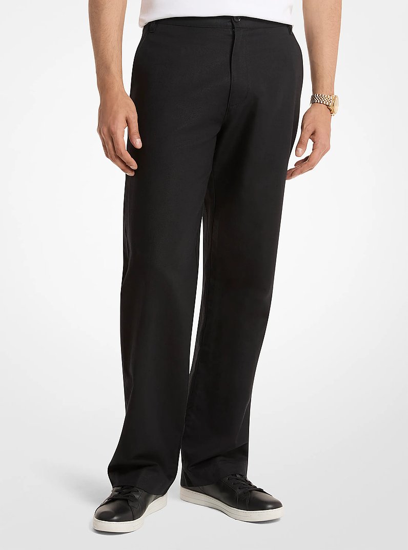 Finn Linen and Cotton Chino Pants in BLACK | Michael Kors