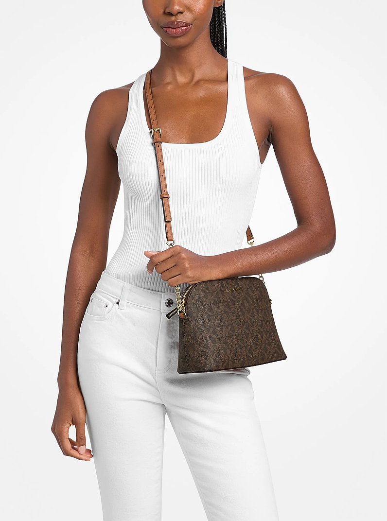 Borsa a tracolla Cindy con stampa logo in MARRONE/CUOIO | Michael Kors