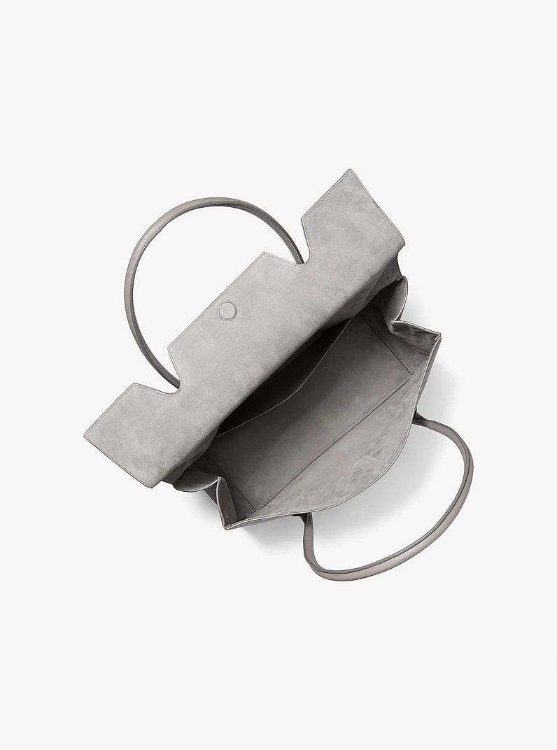 Natasha Large Leather Satchel in PEWTER | Michael Kors