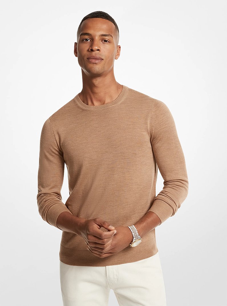 Merino Wool Sweater in DARK CAMEL MELANGE | Michael Kors