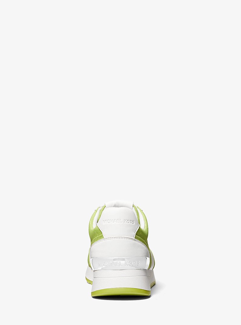 Andi Woven Logo Nylon Trainer in LIME | Michael Kors