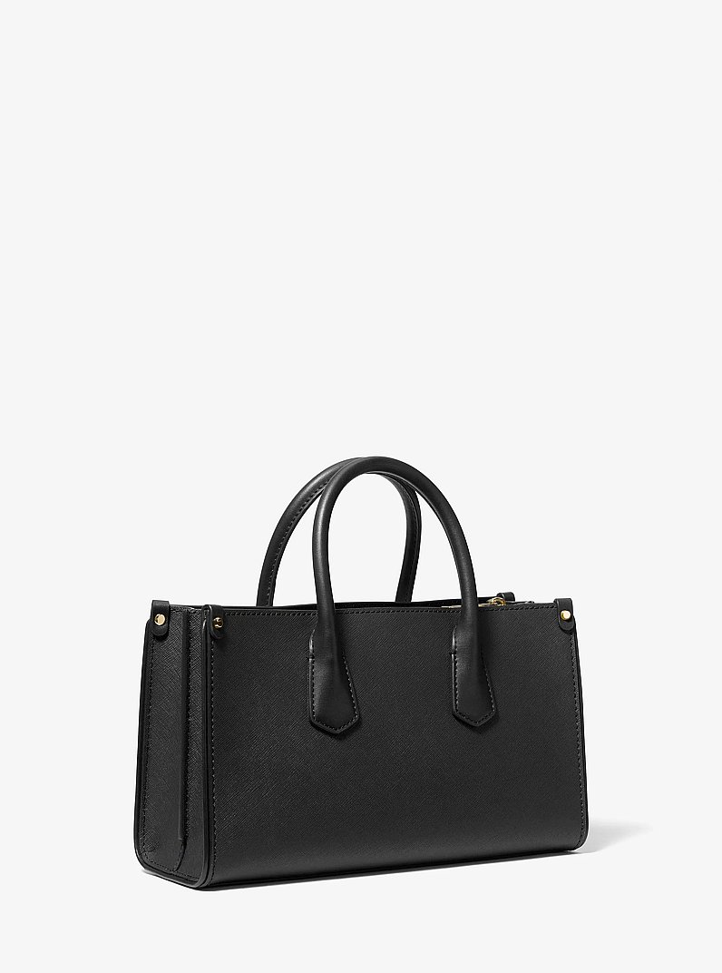 Maple Small Saffiano Leather Convertible Crossbody Bag in BLACK | Michael Kors