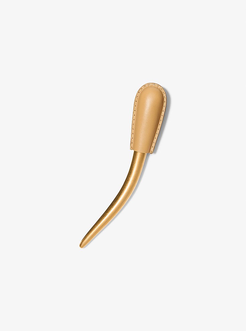 Leather Wrapped Brass Hair Pin in CASHEW | Michael Kors