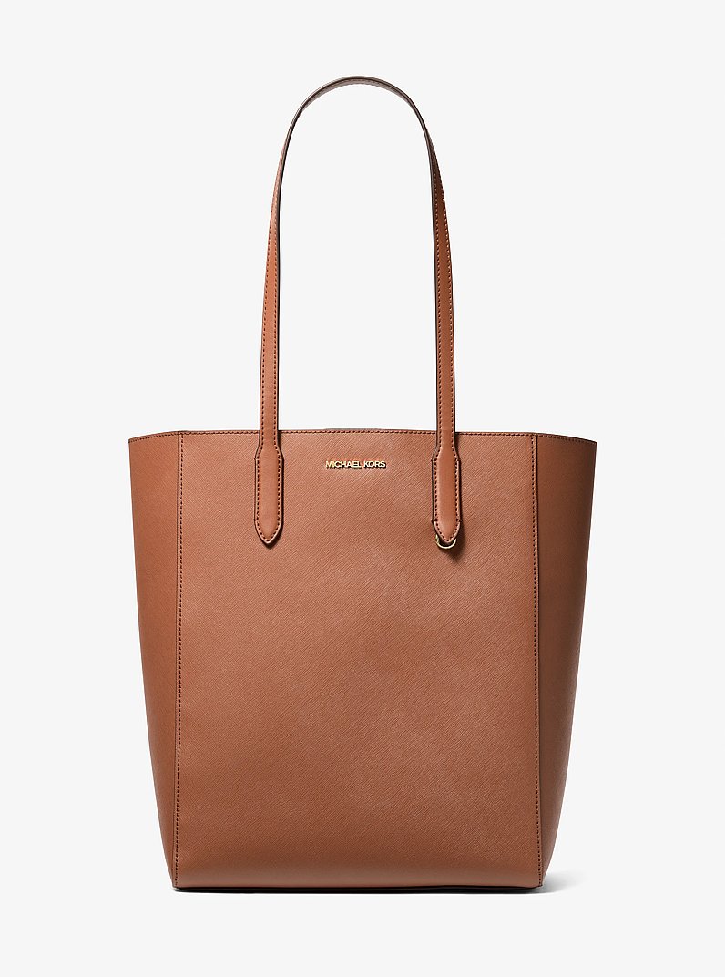 Vincent Large Saffiano Leather Tote Bag With Card Case in LUGGAGE