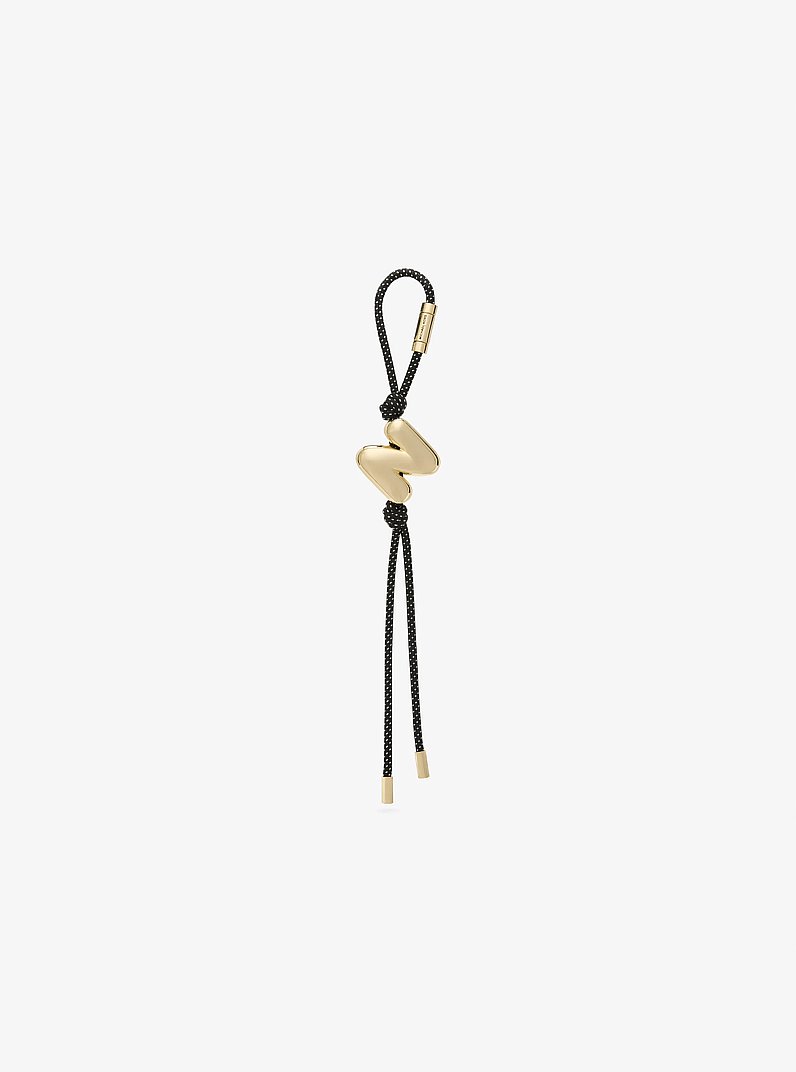 Initial Gold-Tone and Speckled Cord Bag Charm in 18K GOLD | Michael Kors