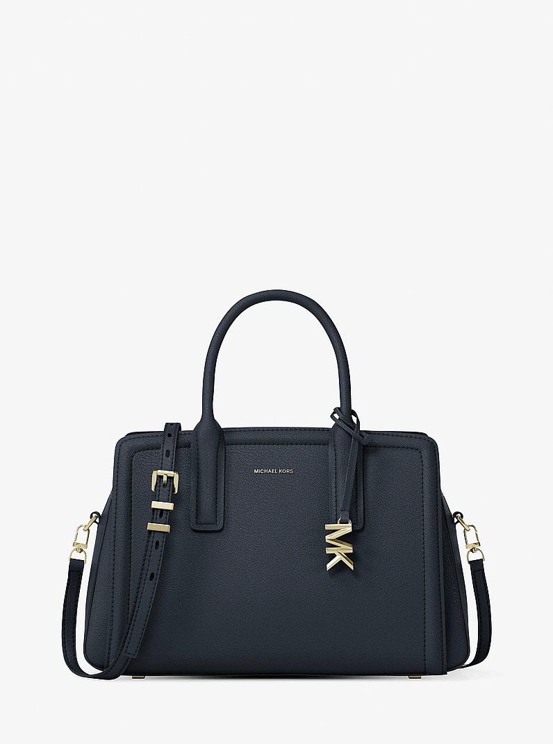 Laila Medium Leather Satchel in BLACK | Michael Kors [US]