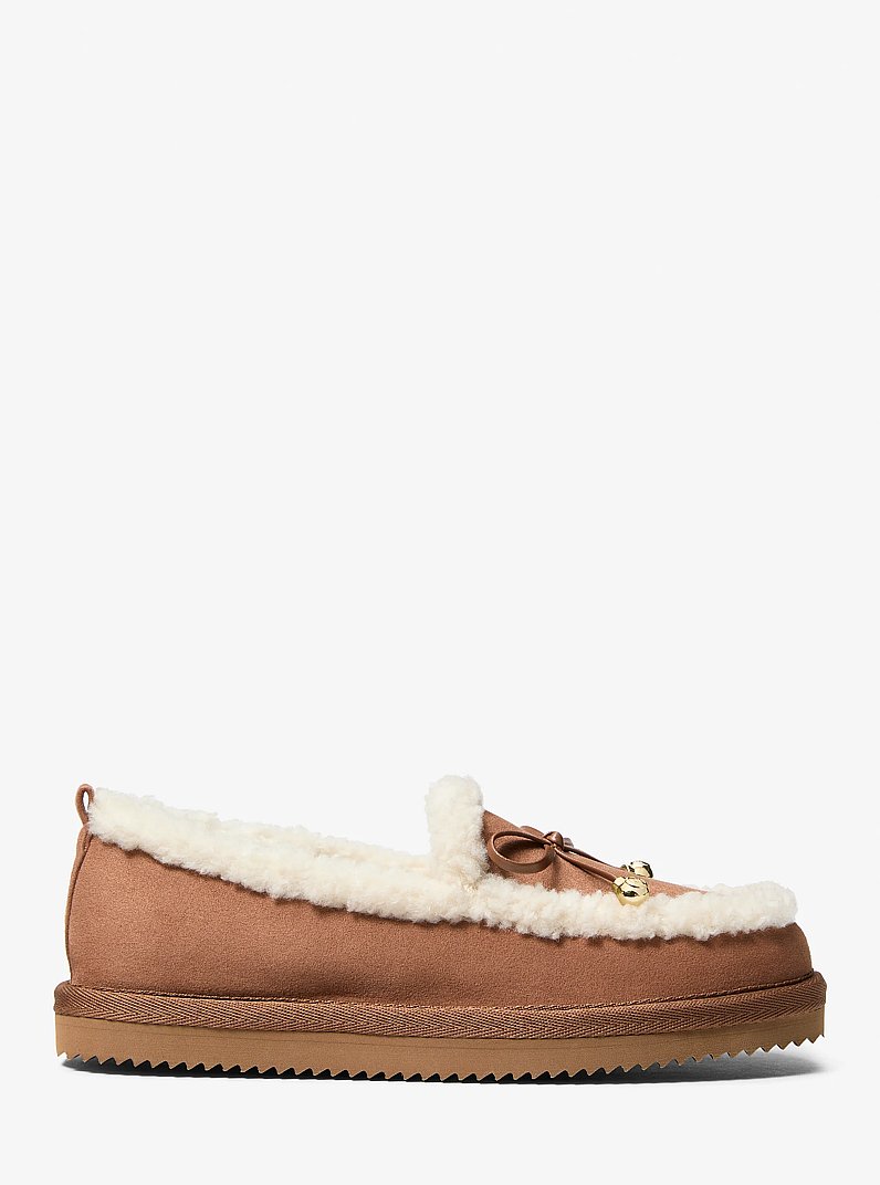 Jo Polyester Microsuede and Sherpa Moccasin  in LUGGAGE | Michael Kors