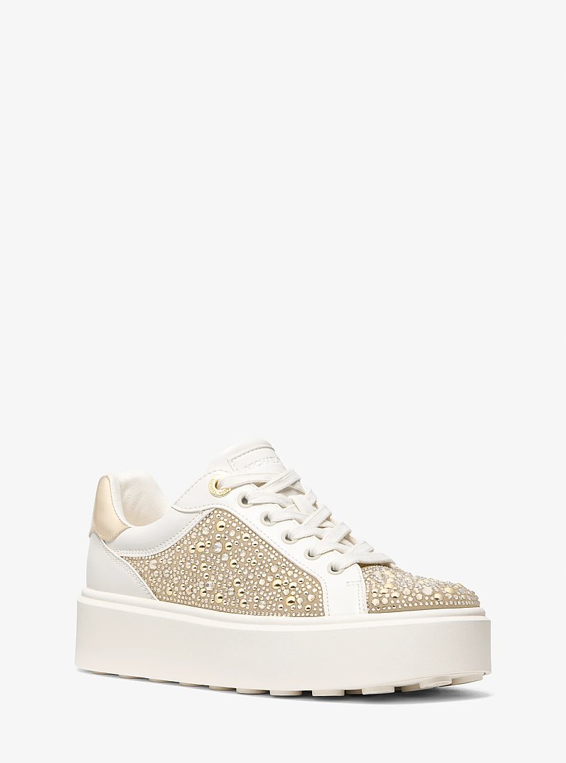 Romey Embellished Platform Sneaker in CREAM | Michael Kors