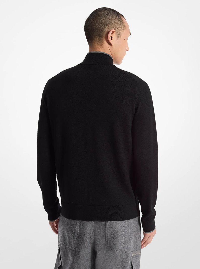 Wool Half-Zip Sweater in BLACK | Michael Kors