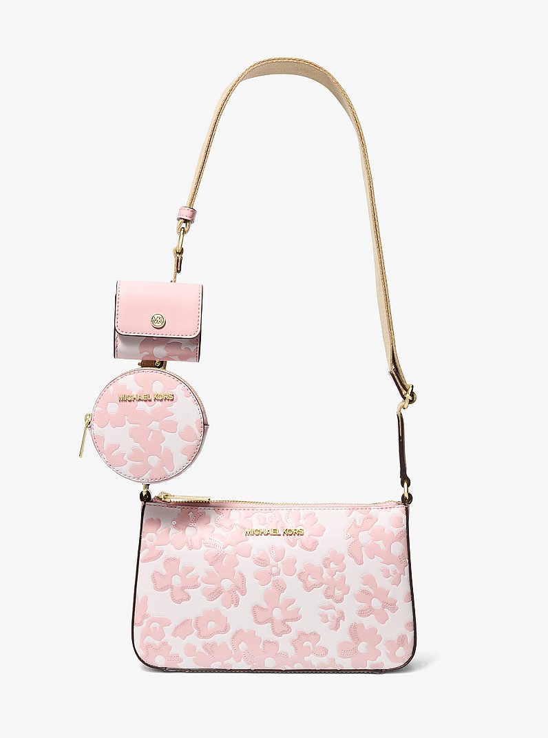 Petit sac &agrave; bandouli&egrave;re Jet Set orn&eacute; de paillettes &agrave; imprim&eacute; floral avec &eacute;tui pour AirPods Pro&reg; d&rsquo;Apple in ROSE POUDR&Eacute; | Michael Kors